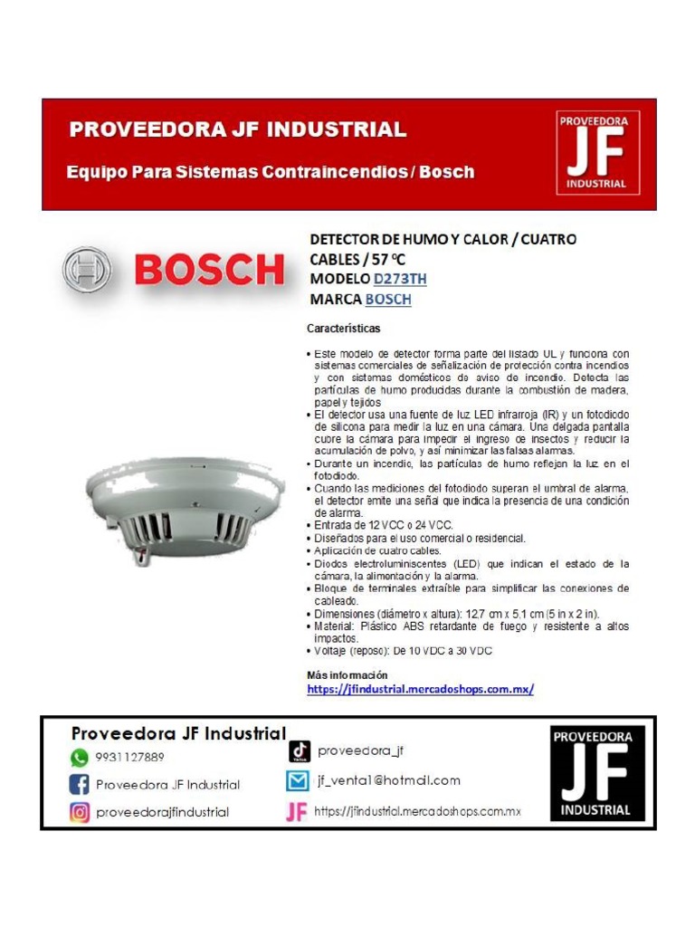 Detector Humo y Calor Bosch D273TH | PDF