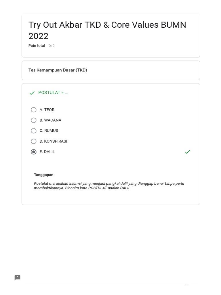 Pembahasan Try Out Akbar TKD _ Core Values BUMN 2022 PDF