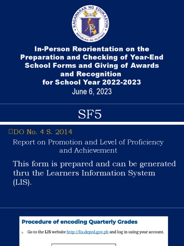 Ppt division reorientation school forms 2022 2023sf5 6 9 10 pdf