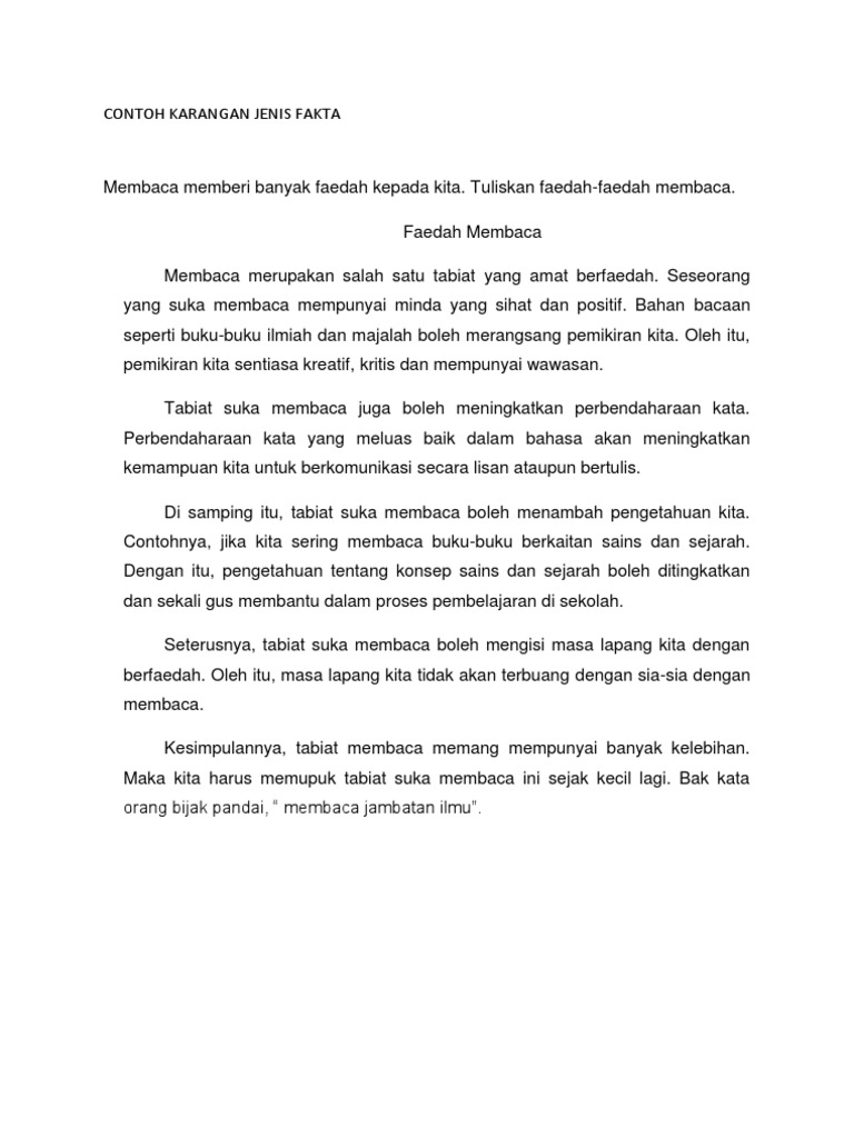 Contoh Karangan Jenis Fakta Pdf