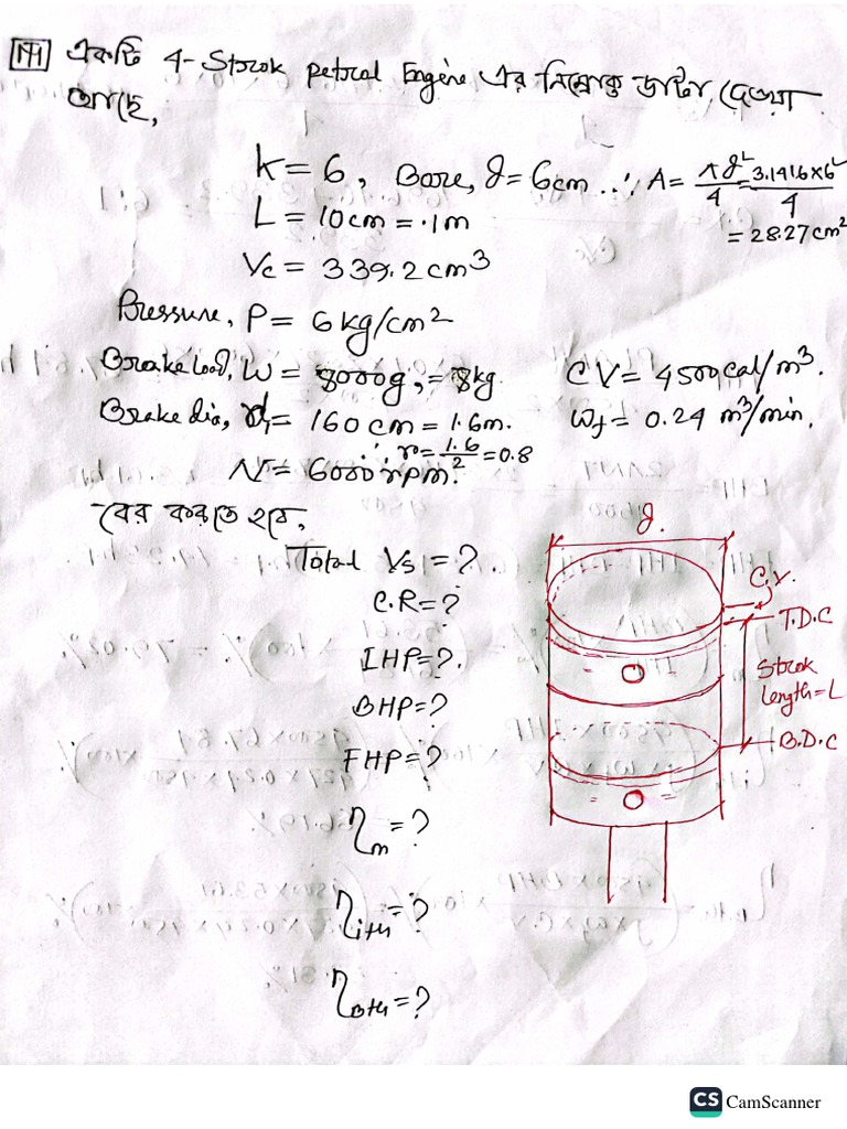 Engine Details Cylinder Value Math PDF