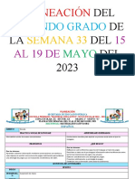 Planeación Del Segundo Grado de La Semana 33 Del 15 Al 19 de Mayo Del 2023