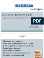 SOCI2020 Research Skills: Issues in Choosing A Research Topic - Dissertation Candidate Students Talk
