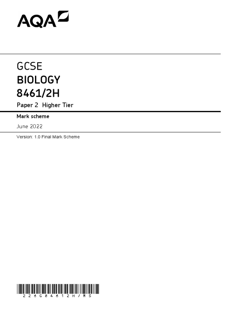 Bio Paper 2 Mark Scheme | PDF | Teaching Methods & Materials ...