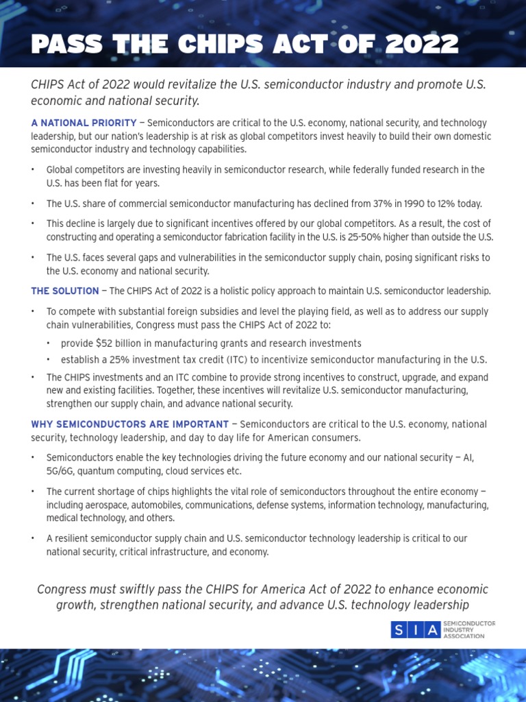 PasstheCHIPSActof2022FactSheet PDF Economy Of The United