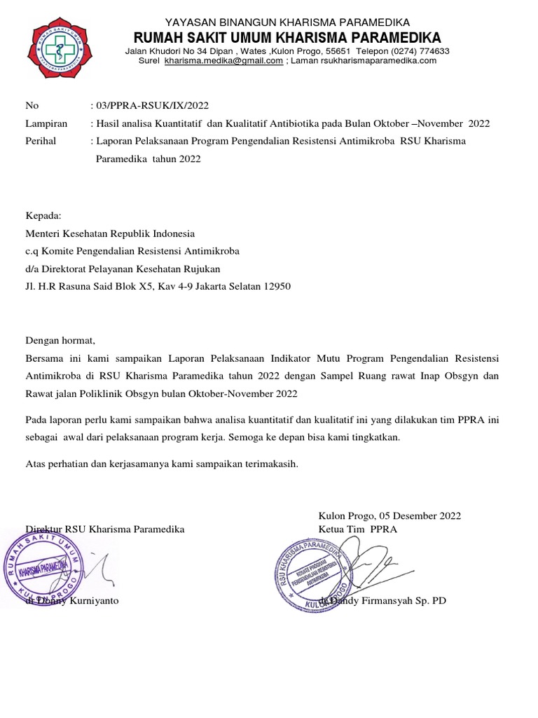 Surat Laporan Ppra Ke Kemenkes Ri Pdf