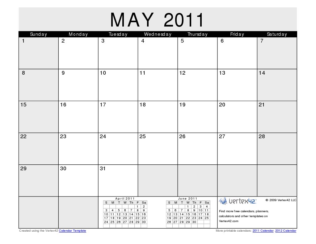 May 2011 Calendar | PDF