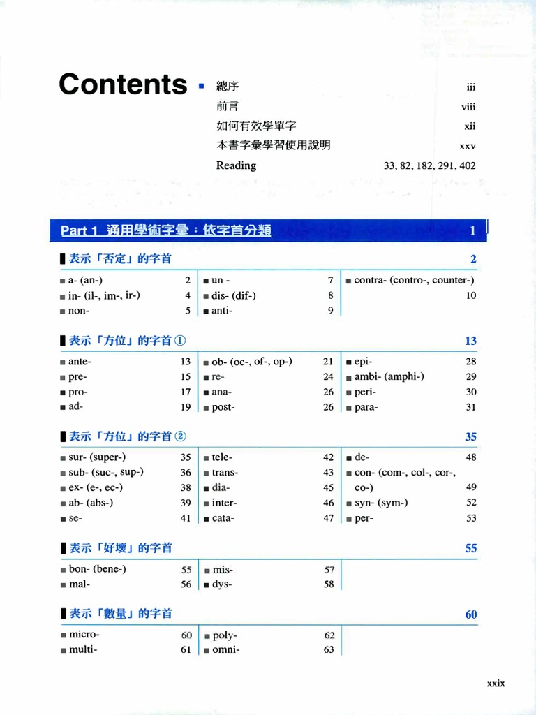 字彙 字首字根表 | PDF