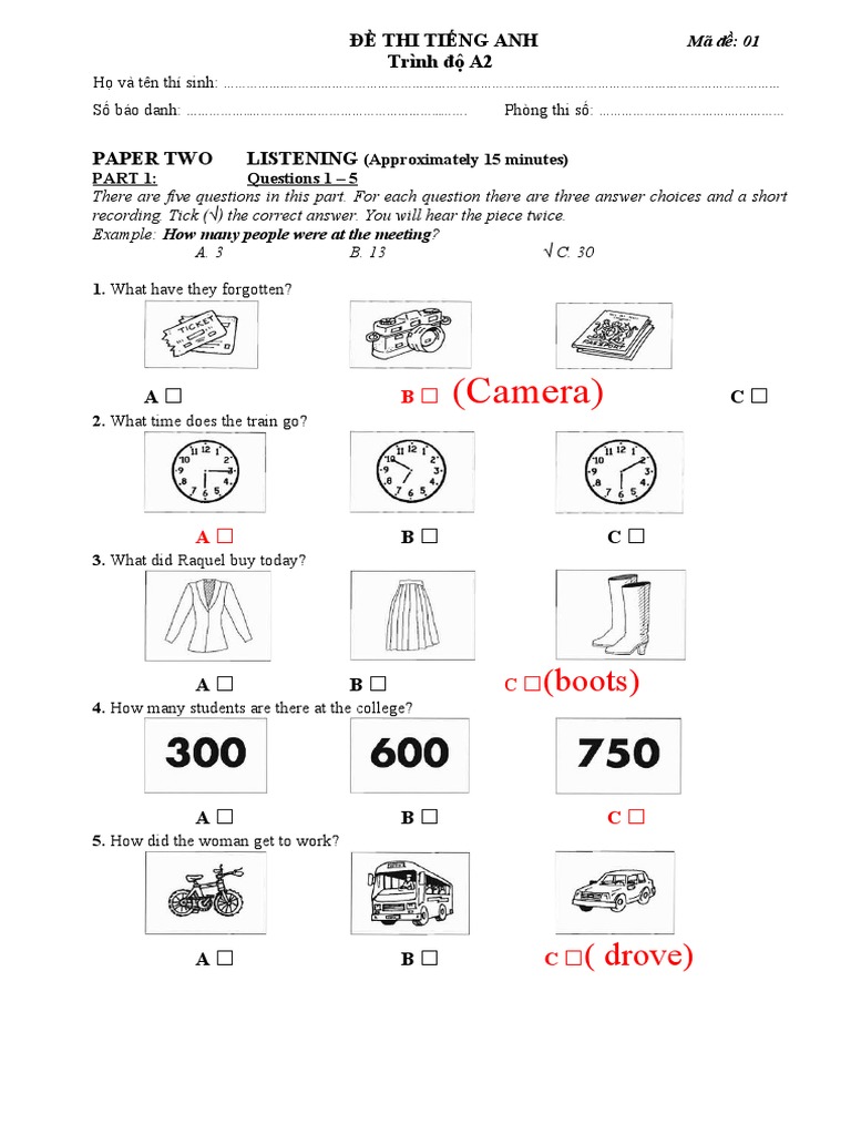 A2 Listening Exam Practice | PDF | Language Arts & Discipline