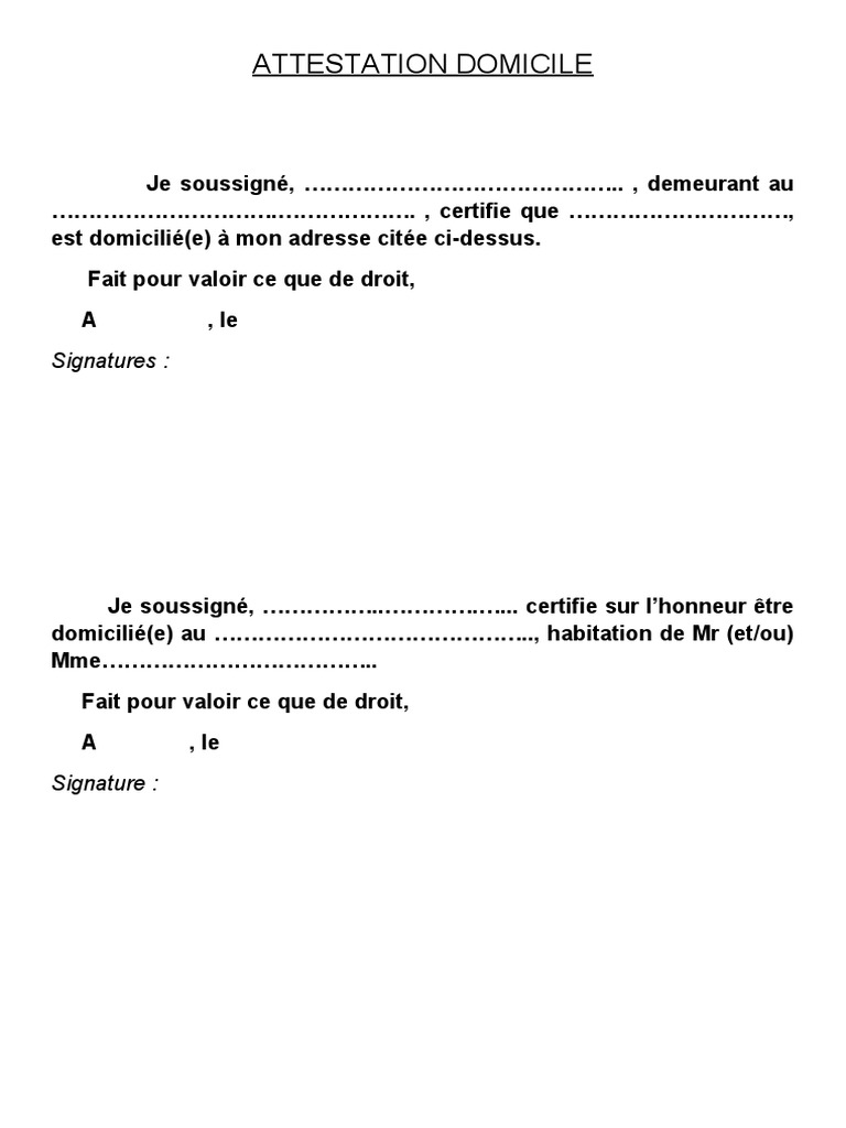comment faire une attestation de domicile pour mon fils