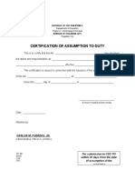 CS Form No. 4 Certificate of Assumption To Duty