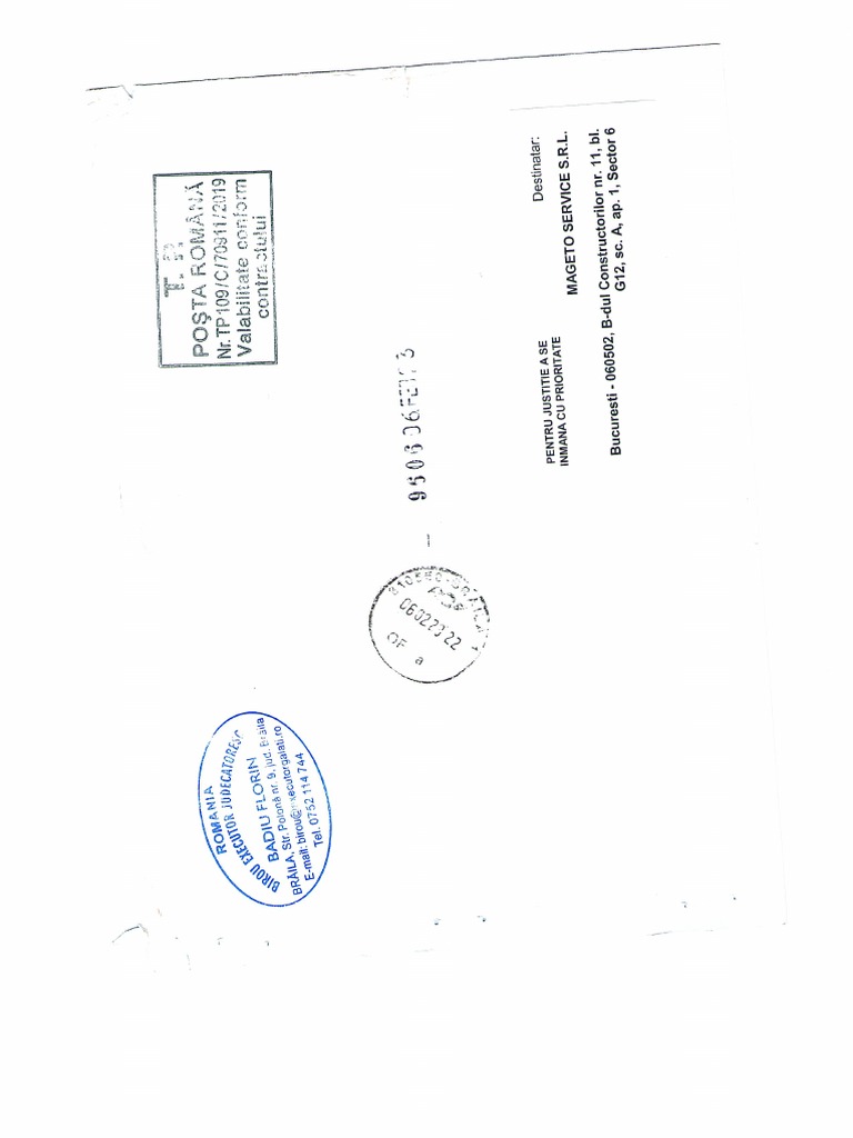 Notificare executor hagiu pdf