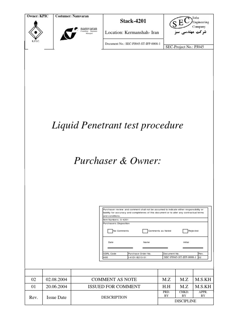 PT NDT Procedure | PDF | Materials Science | Industrial Processes