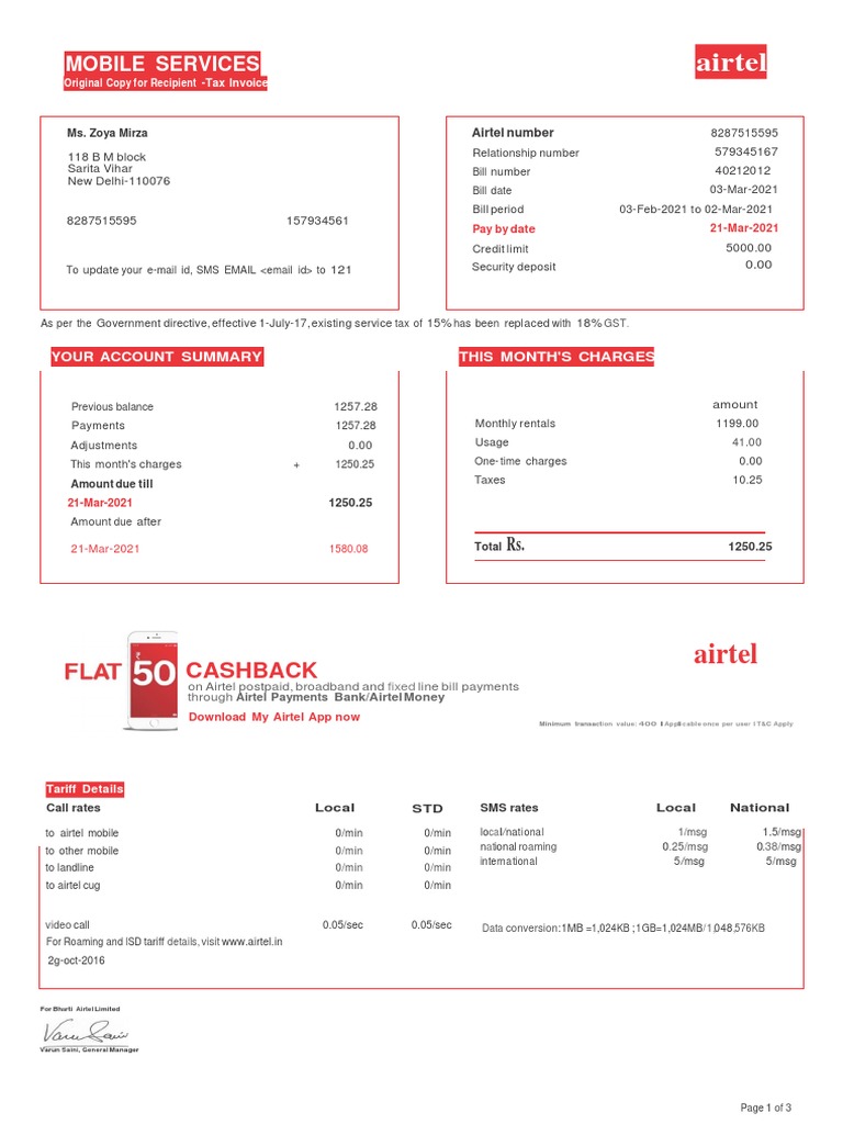 Mobilebill Zoya Mirza Pdf Credit Card Payments