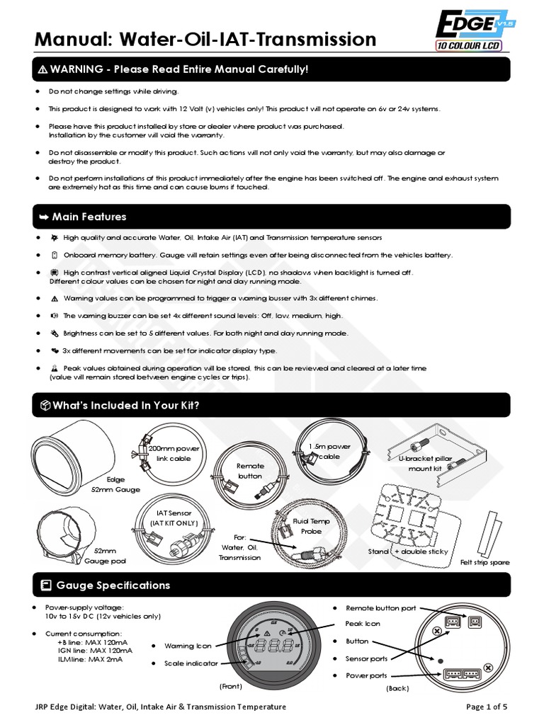 JRP Edge 52mm Water Oil IAT Tras Temp 2023 PDF Menu