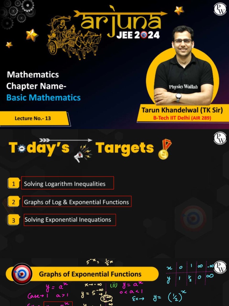 Basic Math & Logarithm 13 Class Notes Arjuna JEE 2024 PDF