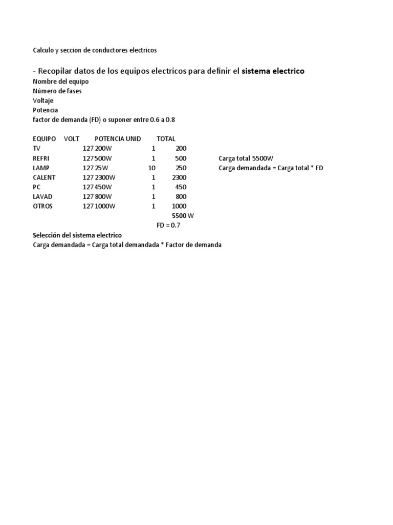 Calculo General de Cables Electricos PDF Corriente eléctrica voltaje