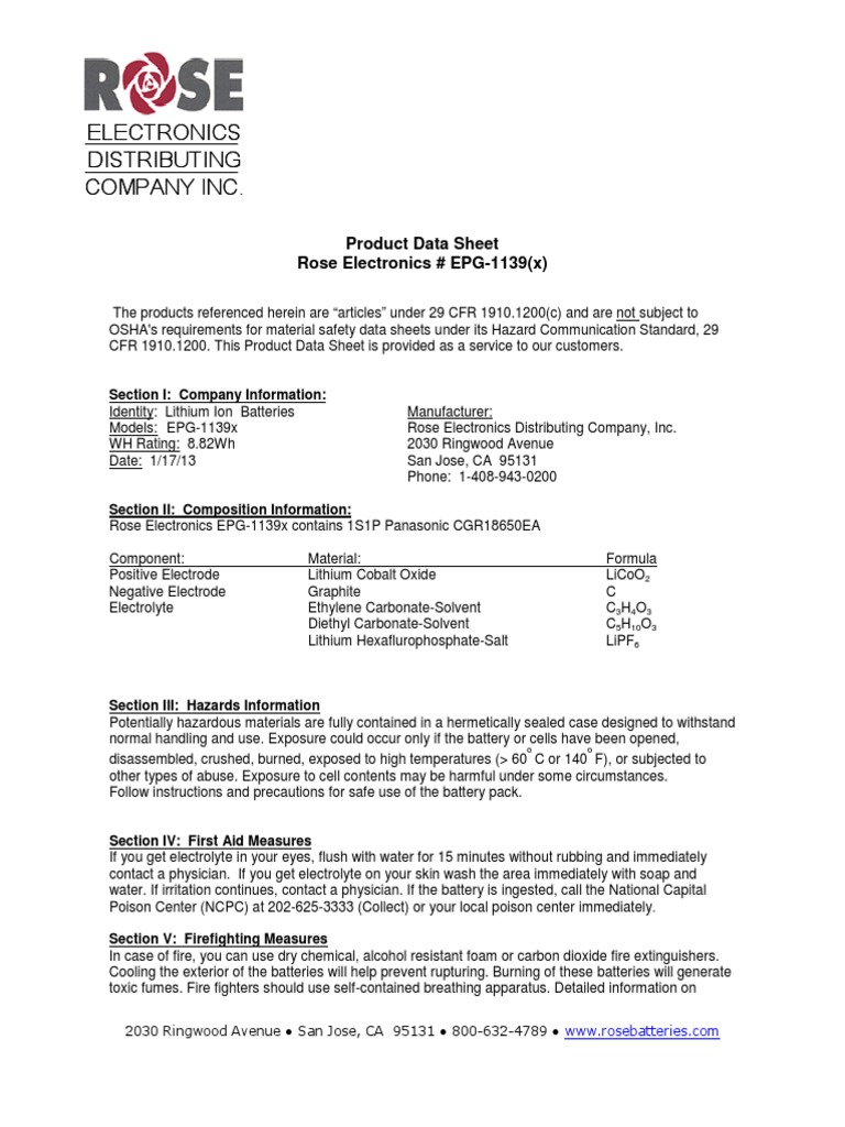 Shure Mic SB920 - Msds - en-US | PDF | Dangerous Goods | Lithium Ion Battery