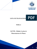 Lista de Transacciones - Tema 2 - Sap PM