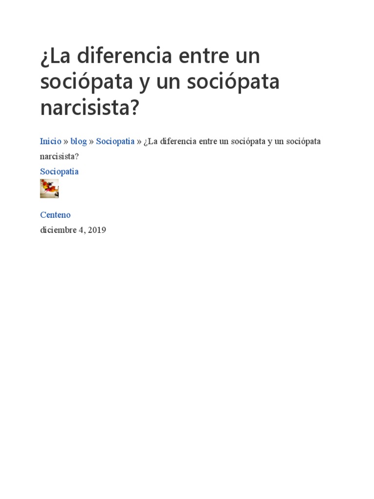 ¿La Diferencia Entre Un Sociópata y Un Sociópata Narcisista PDF