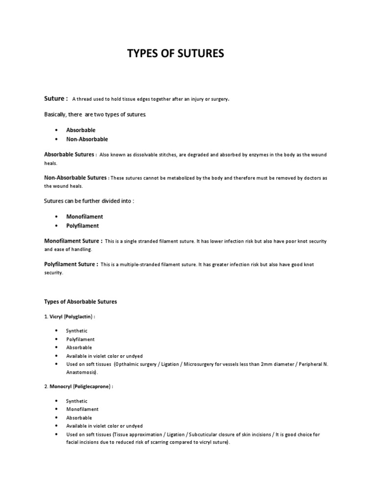 TYPES OF SUTURES PDF