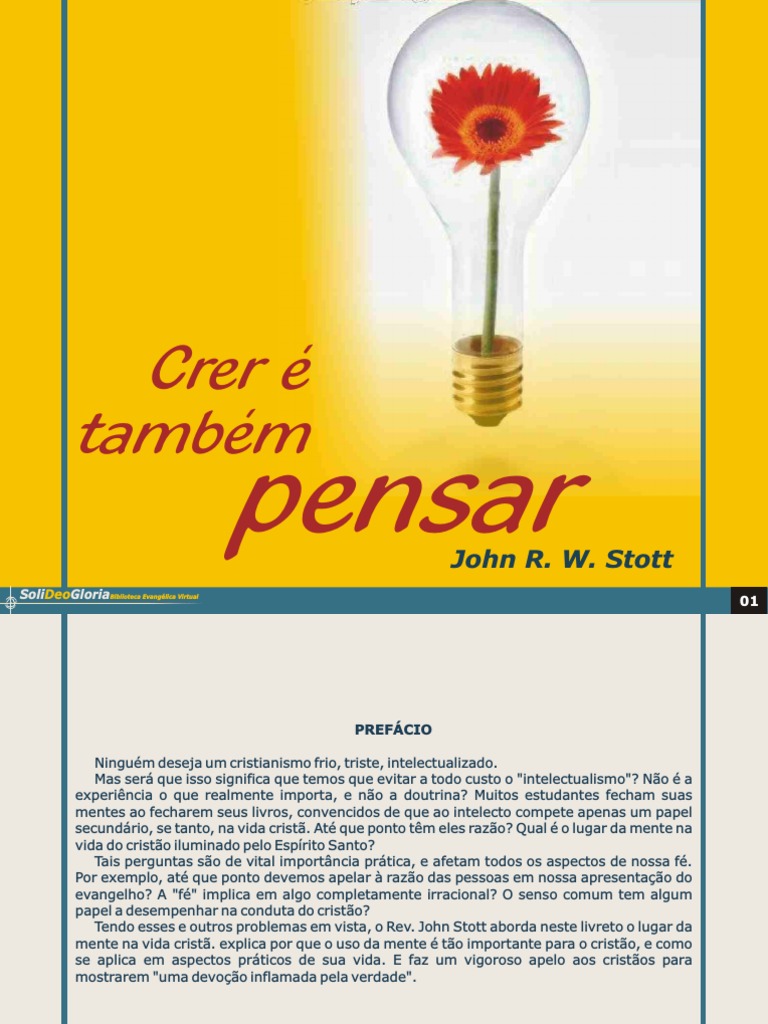Stott, John - Crer É Também Pensar | PDF | Fé | Deus