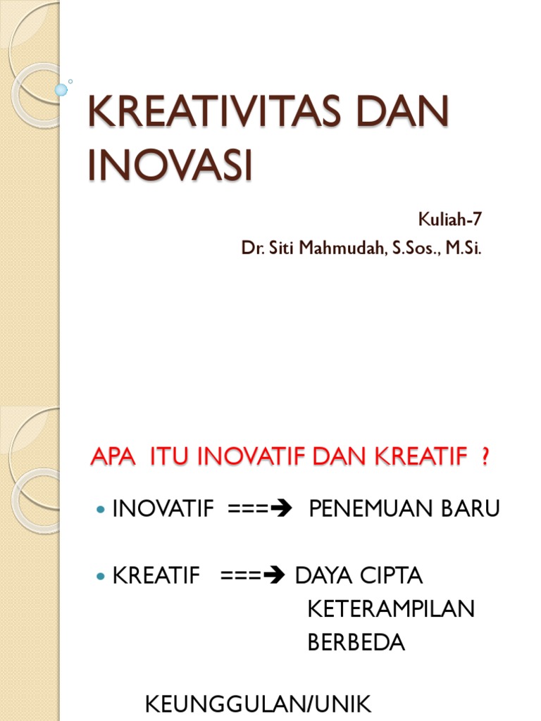 Kreativitas dan Inovasi dalam Berwirausaha | PDF | Karier & Perkembangan