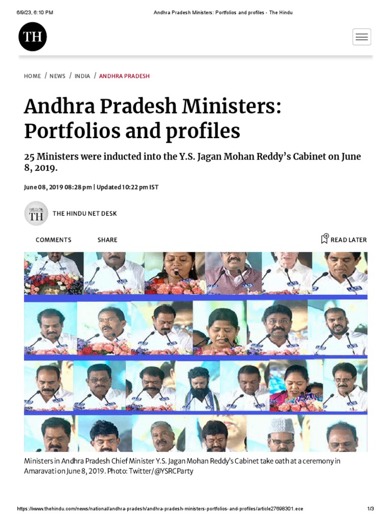 Andhra Pradesh Ministers Portfolios and Profiles The Hindu PDF