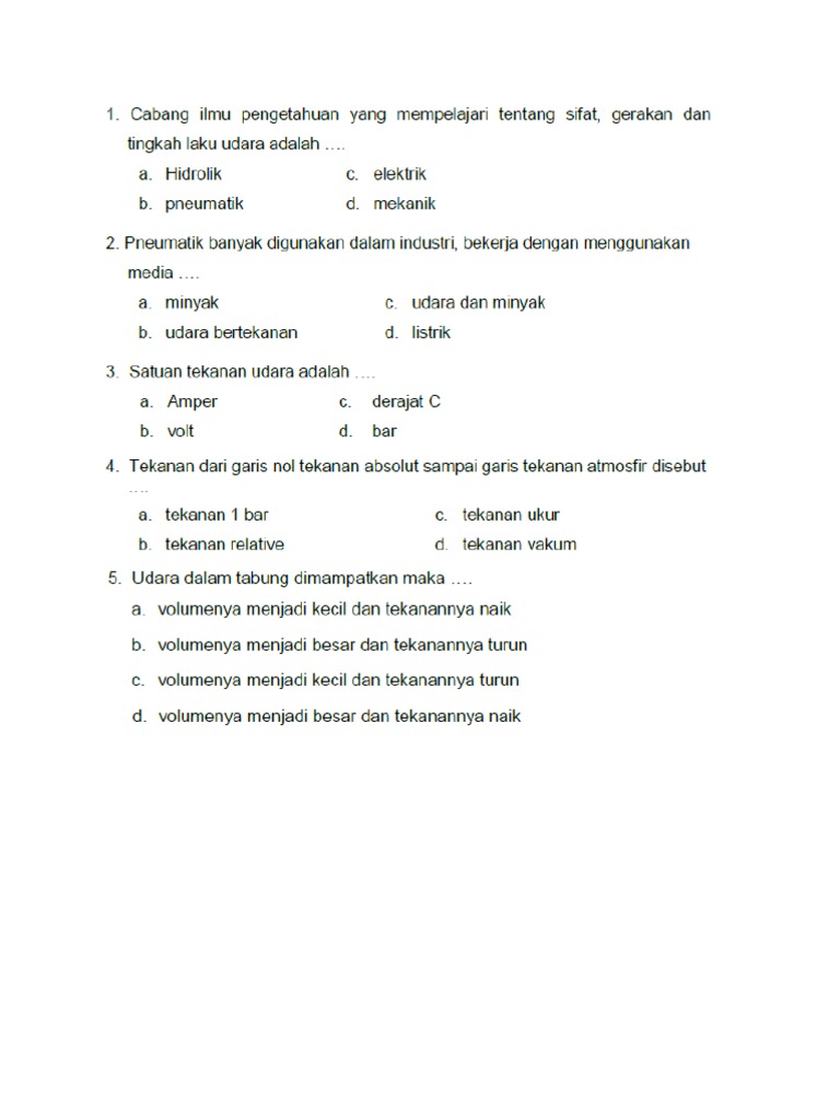 Latihan Soal Pneumatik Pdf