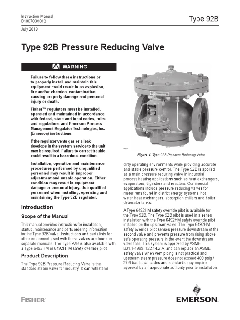 Manual 92b Pressure Reducing Valve en 124646 | PDF