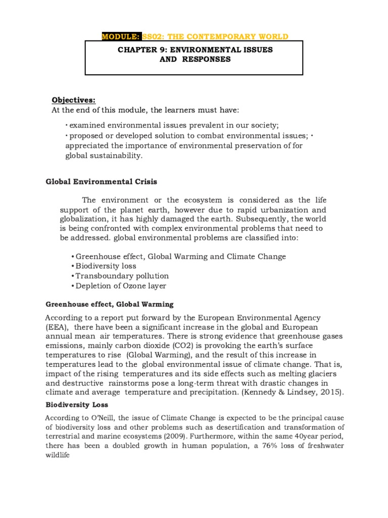 Environmental Issues and Solutions Overview | PDF | Climate Change ...