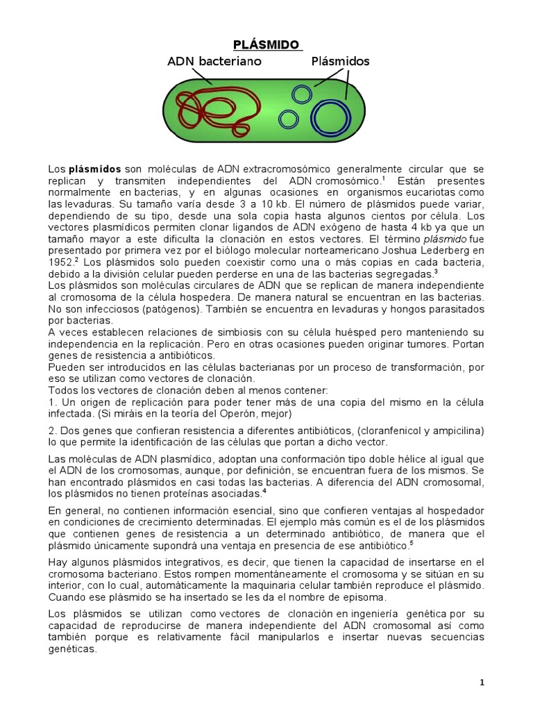PLÁSMIDO PDF Plásmido Elemento transponible