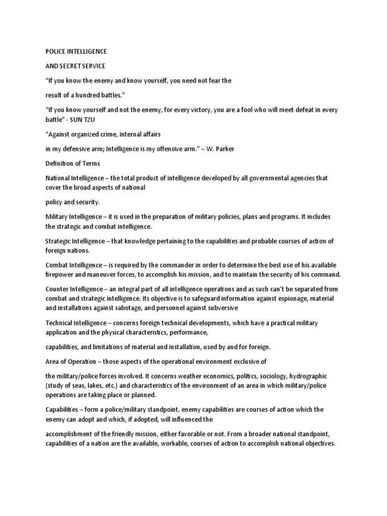Police Intelligence and Secret Service Overview | PDF | Social Science