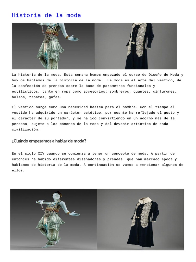 Historia de la Moda: Un Recorrido Esencial | PDF | Moda | Estética