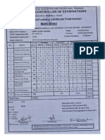 transfer grade mark sheet