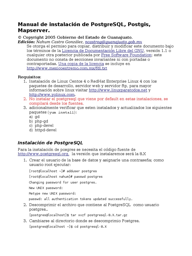 Manuales Postgis Postgresql | PDF | Postgre Sql | Servidor HTTP Apache