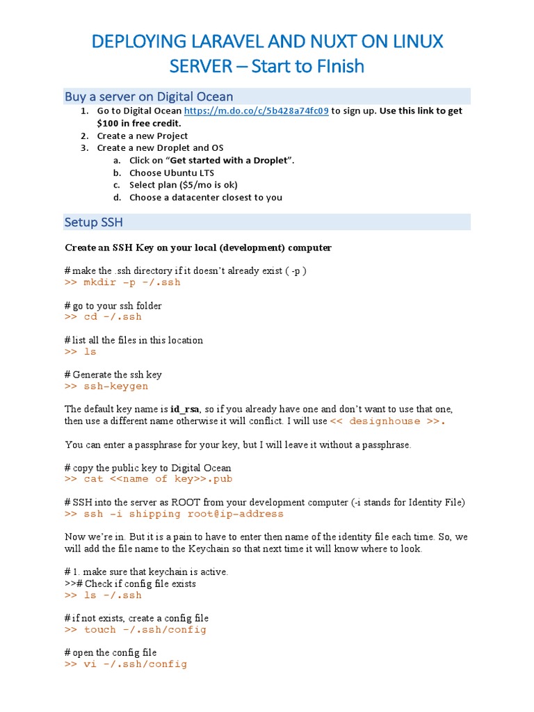 Deployment commands for laravel and vuejs apps on digitalocean pdf