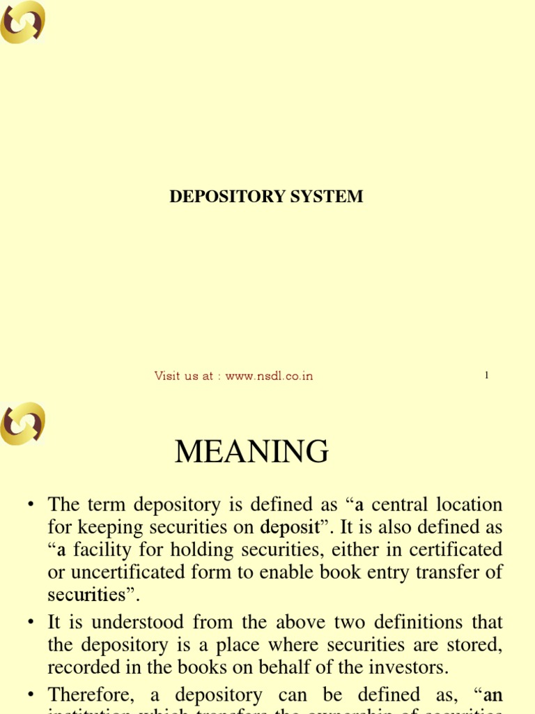 Understanding the Depository System | PDF