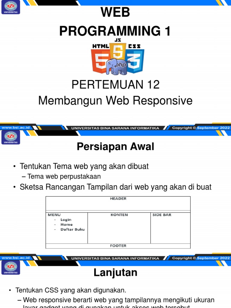 WEB Programming 1: Membangun Web Responsive Pertemuan 12 | PDF