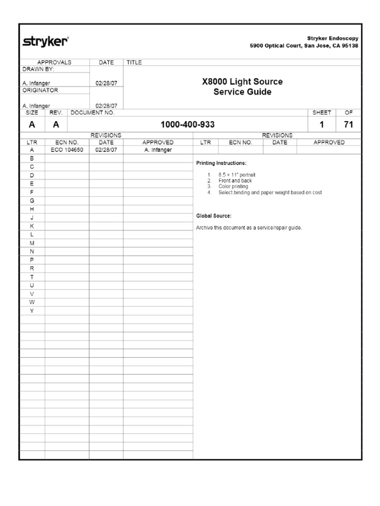 Stryker X8000 Xenon Light Source Service Manual - Manualzz | PDF