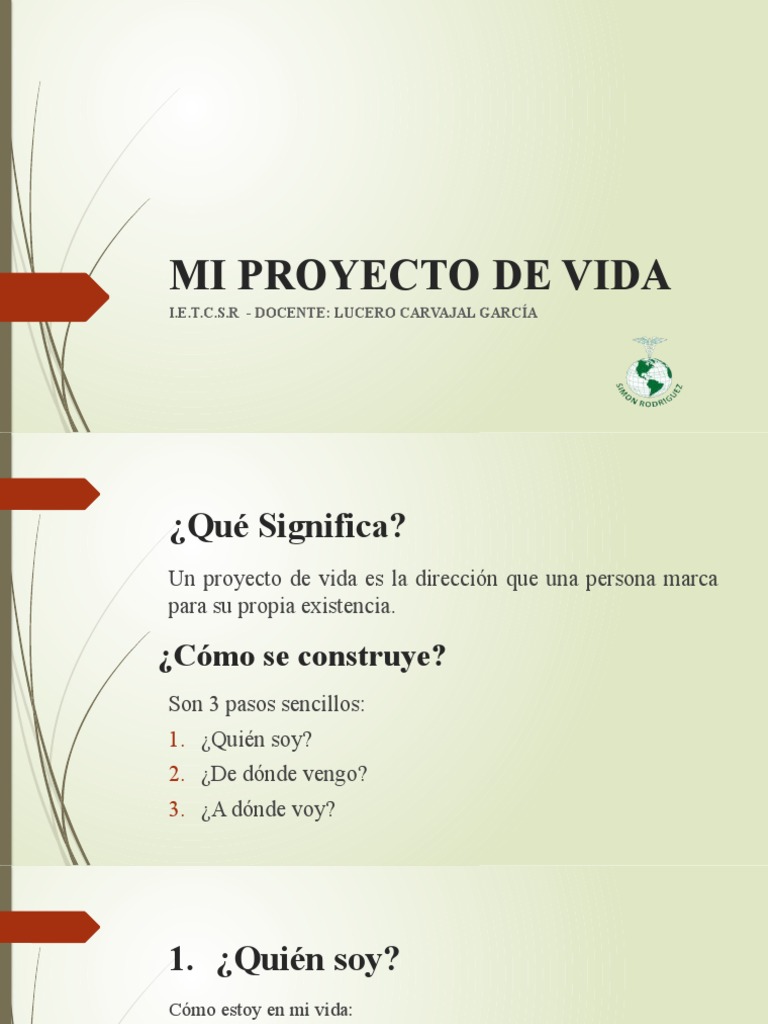 Construcción de mi Proyecto de Vida | PDF | Relaciones personales ...
