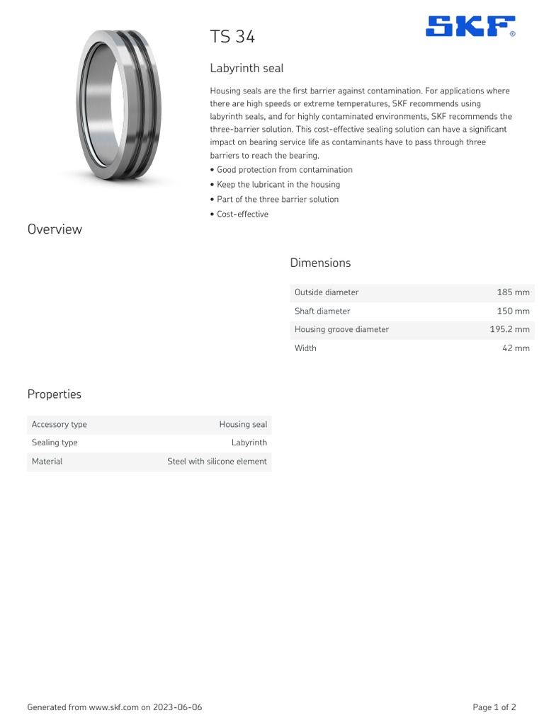 SKF TS 34 Specification | PDF
