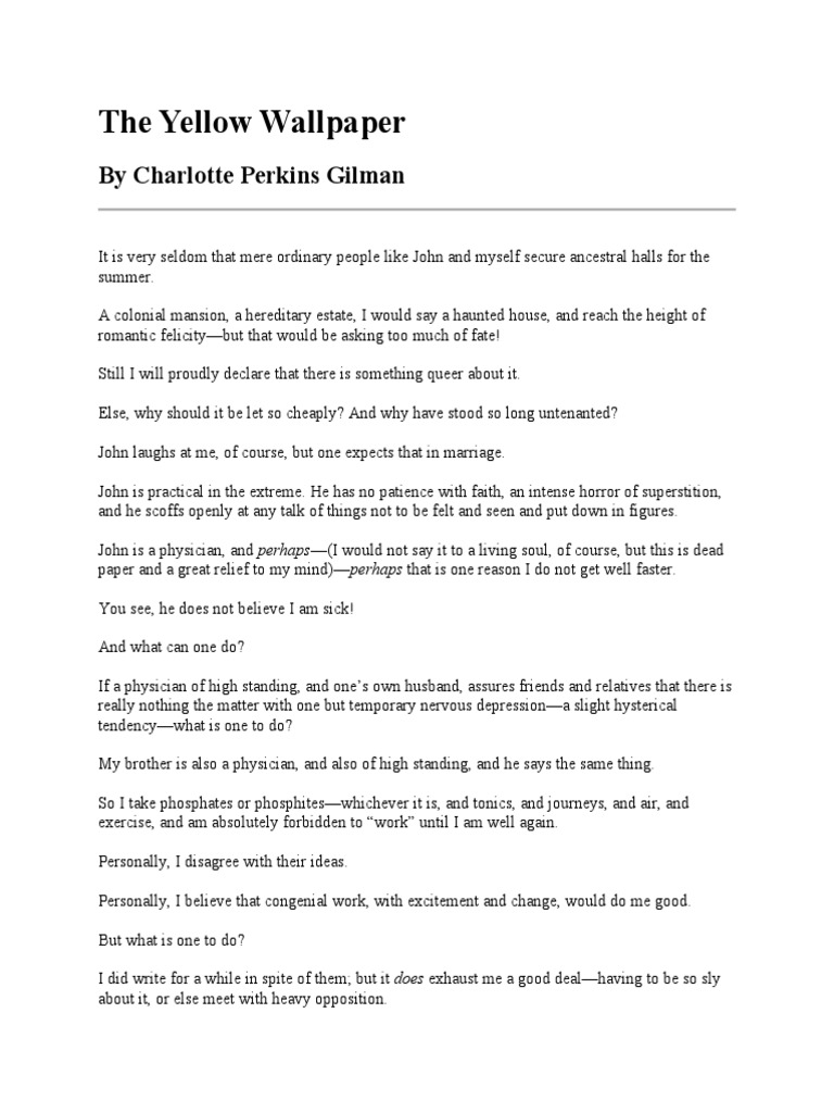 The Yellow Wallpaper Story PDF