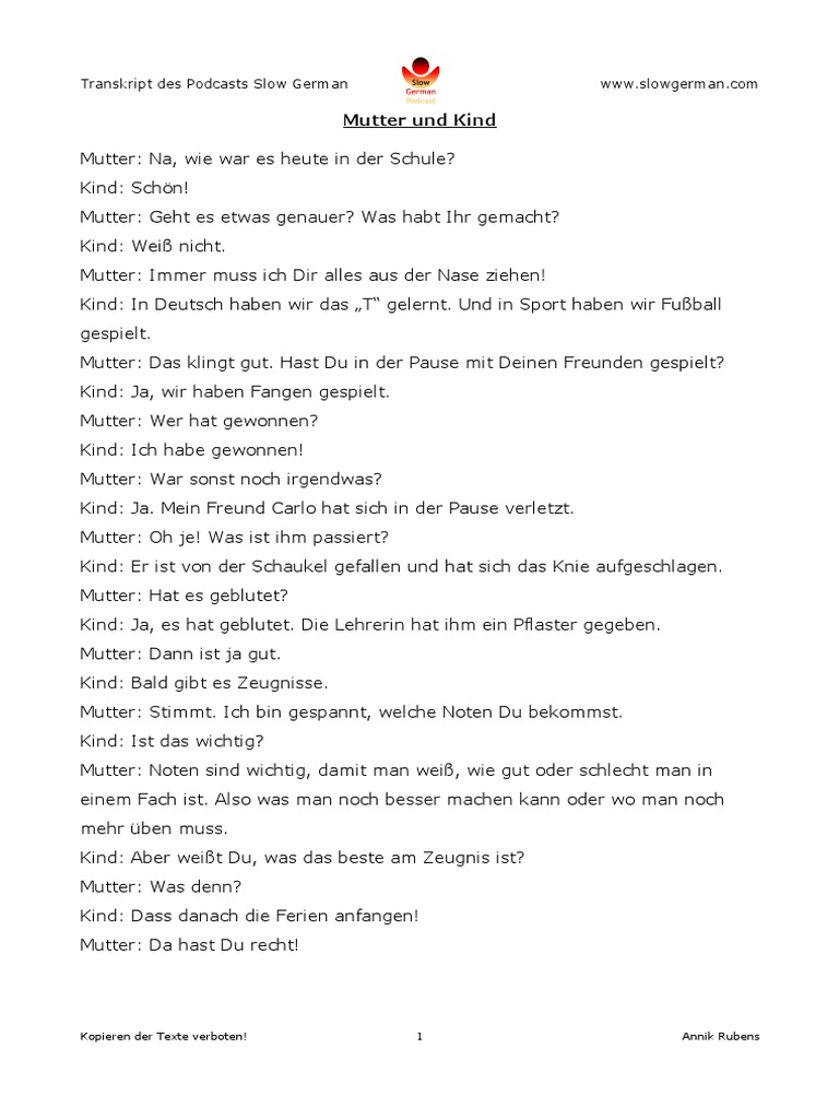 Dialog 9 - Mutter Und Kind | PDF