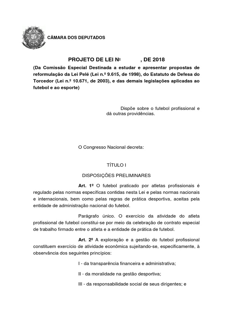 Pl 10319 2018 pdf f rias trabalhistas futebol