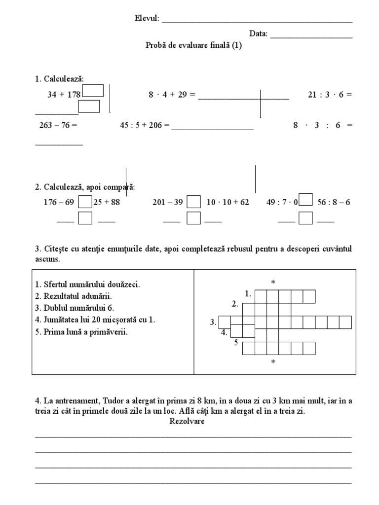 0 Test Final Mem Clasa A Iia | PDF