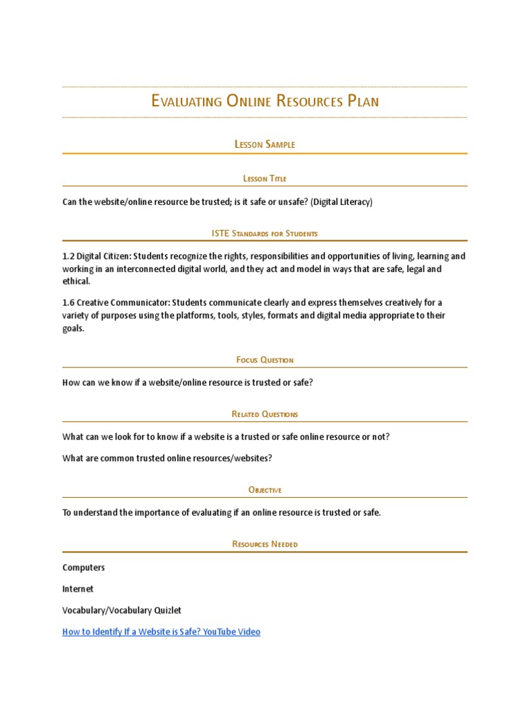 Trusted Safe Evaluating Online Resources PDF Privacy Social Media