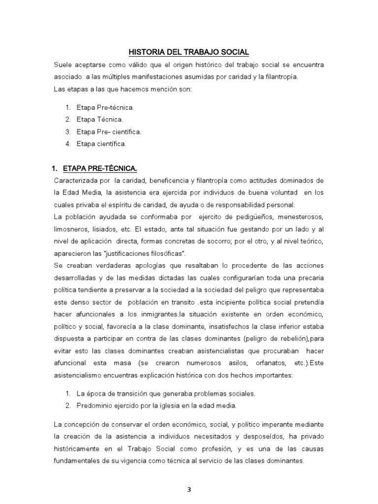 Historia Del Trabajo Social PDF Trabajo Social Sociedad