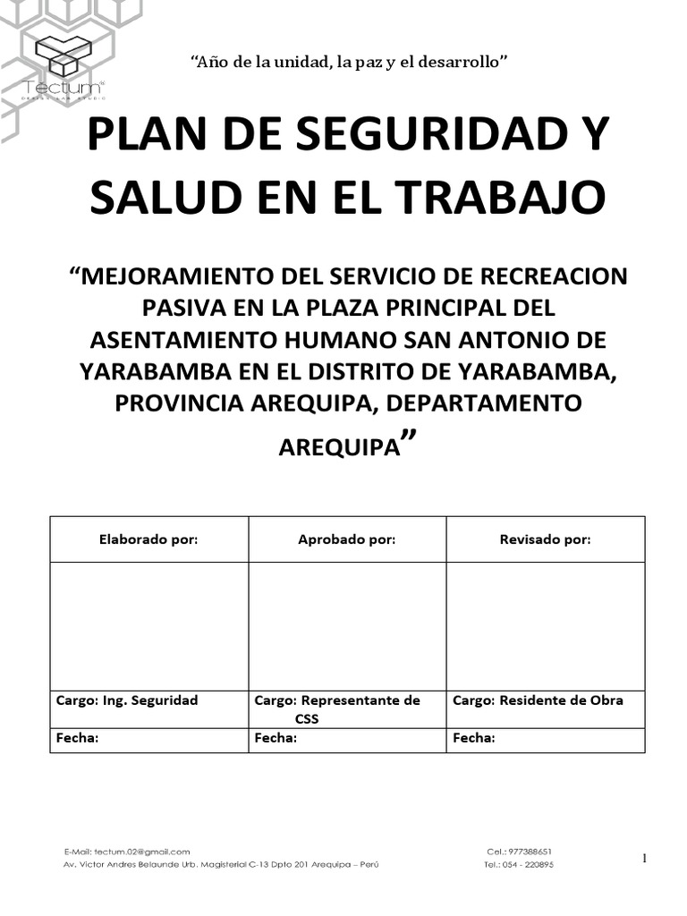 Plan de Seguridad y Salud Laboral | PDF | Seguridad y salud ocupacional ...