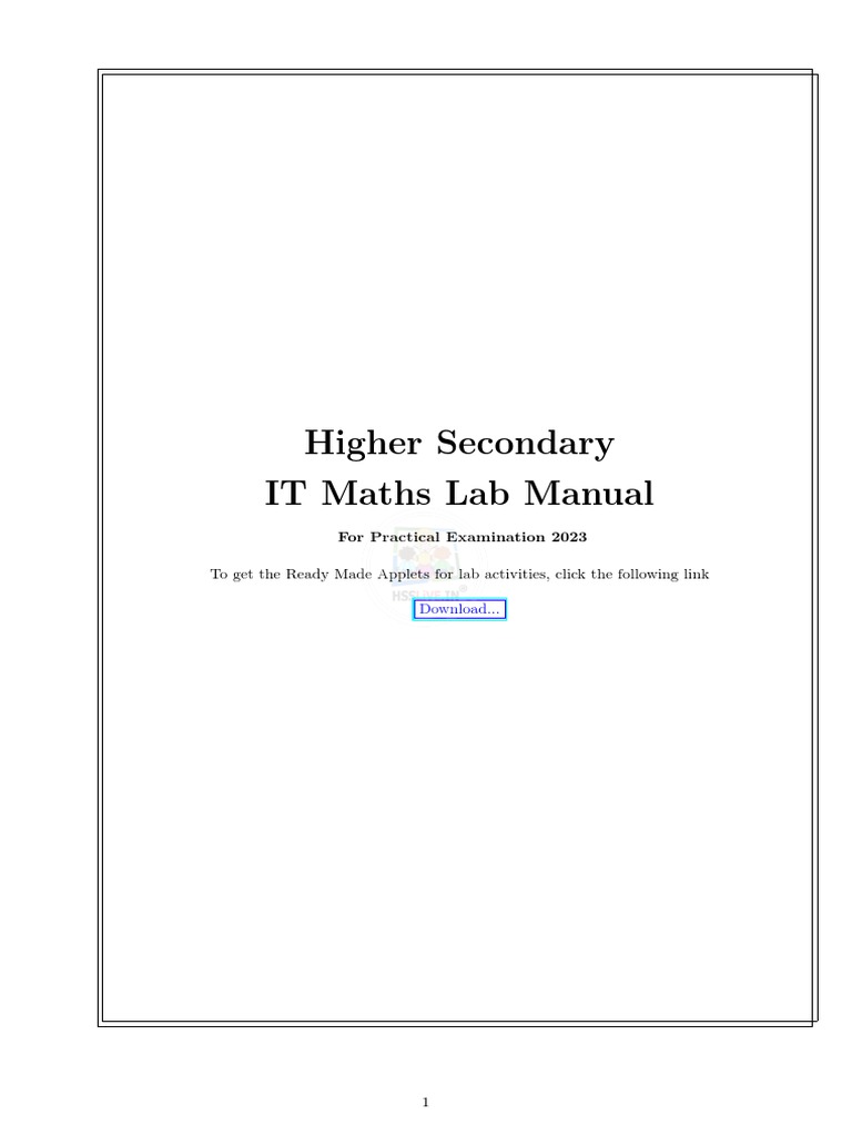 HssliveMath Lab Manual For Practical Exam 2023 PDF